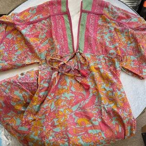 Anthropology Raga maxi Floral Bohemian Dress with Tassels